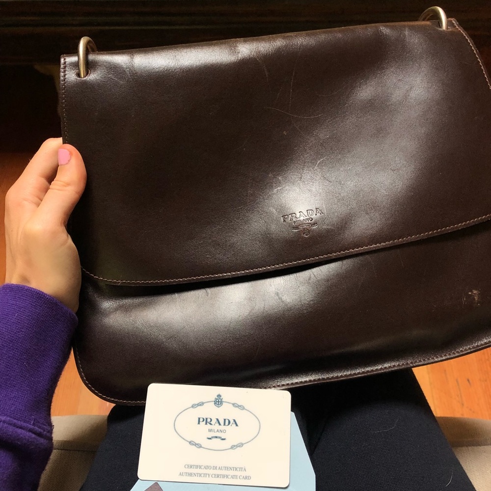 Authentic vintage PRADA leather and suede purse